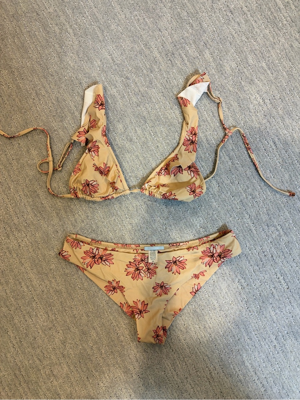Eberjey Beige Bikini with Pink Floral Print